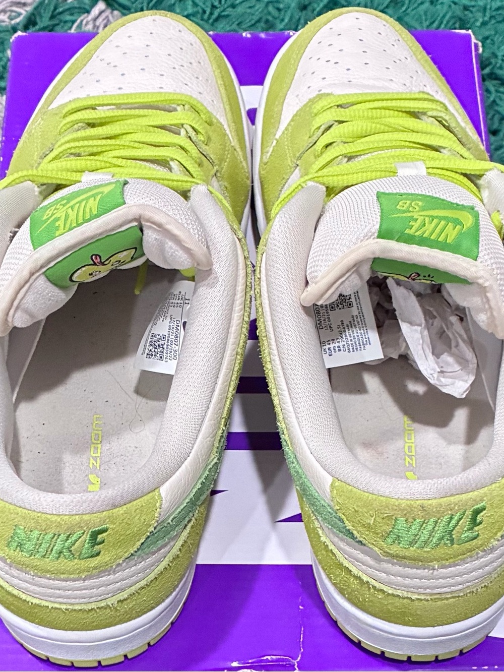 Nike SB Dunk Low Green Apple Size 11 Pre-Owned/Used OG ALL GREAT CONDO AUTHENTIC - Picture 6 of 9
